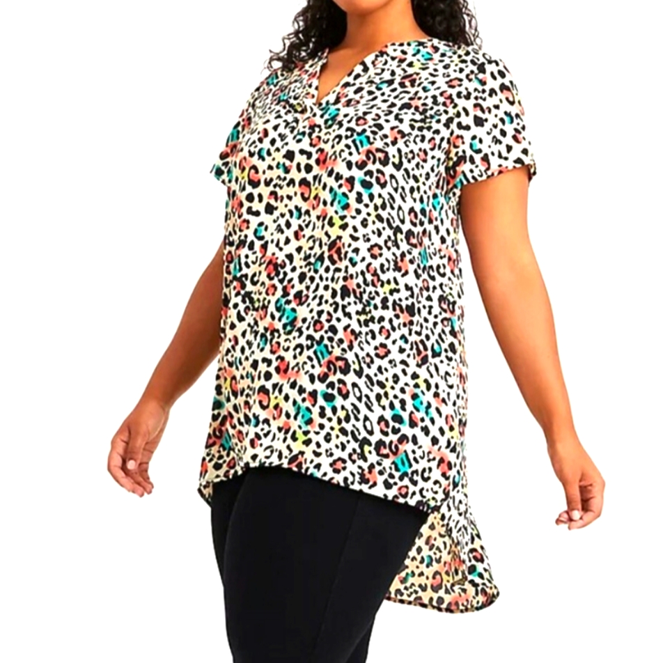Torrid Black And Tan Relaxed Leopard Print Tunic
